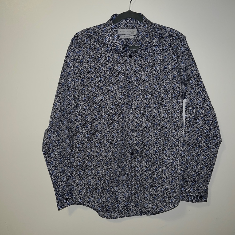 Long sleeve Shirt - Blue Pattern Print